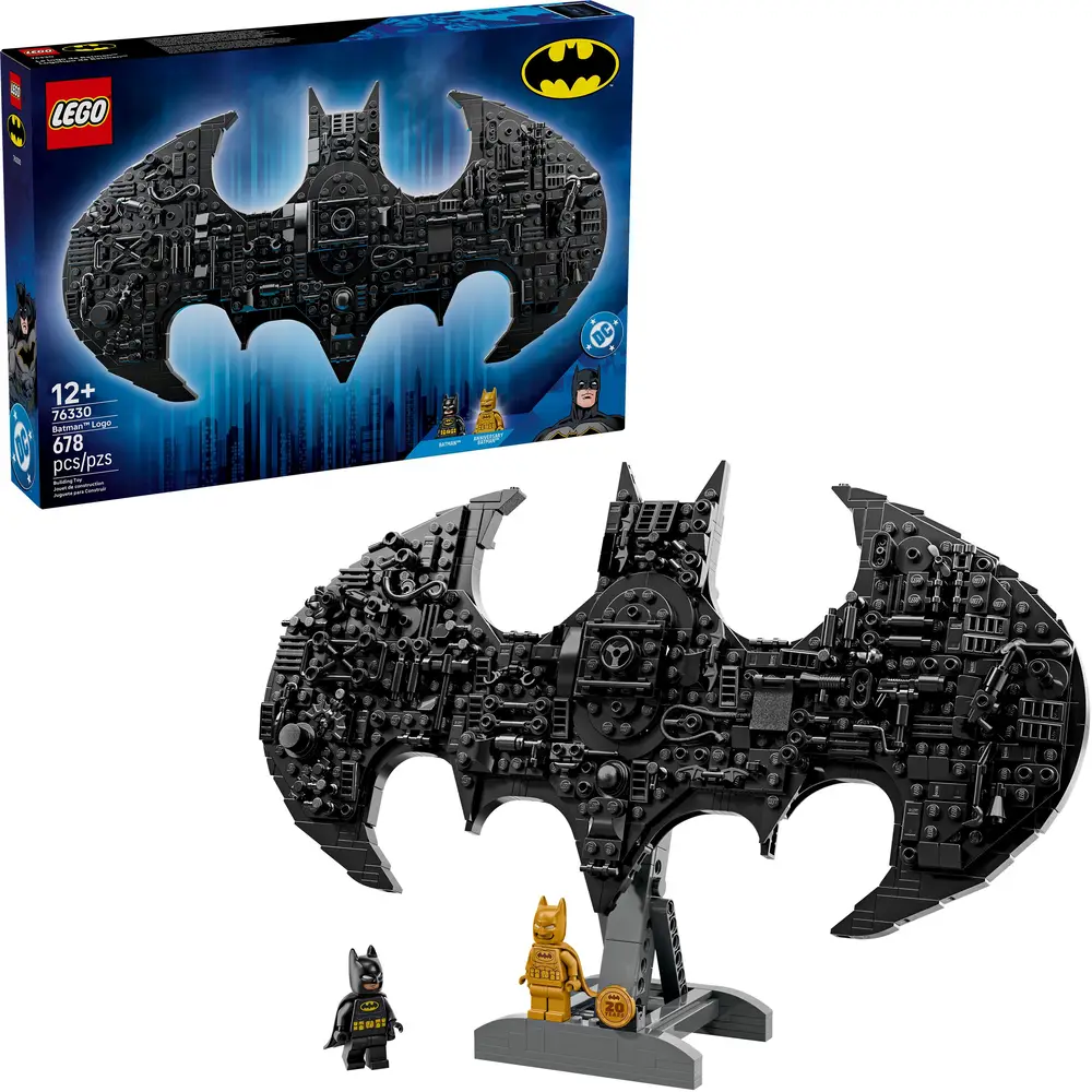 LEGO DC set di costruzione logo Batman con minifigure e accessori