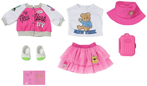 BABY born abbigliamento bambola outfit da viaggio 43cm con accessori e valigia