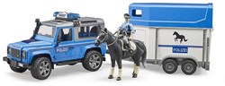 Bruder Land Rover Defender Politiewagen met paardentrailer