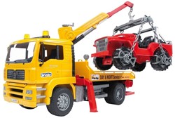 BRUDER MAN TGA Breakdown truck with cross country vehicle veicolo giocattolo