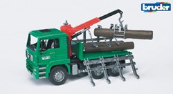 Bruder MAN camion trasporto legname con gru e tronchi giocattolo