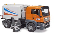 Bruder MAN TGS camion giocattolo spazzatrice stradale arancione
