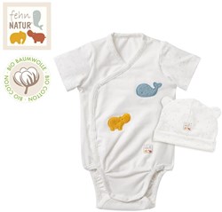 Fehn body e berretto neonato cotone biologico 62/68 unisex