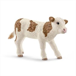 Schleich fattoria vitello Simmental figura da gioco plastica bianca