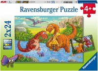 Ravensburger puzzle dinosauri giocosi - 2x24 pezzi puzzle bambini
