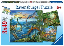 Ravensburger puzzle dinosauri - 3x49 pezzi - puzzle per bambini