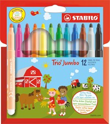 Stabilo pennarello Trio Jumbo con punta extra spessa 3,0 mm - astuccio 12 colori