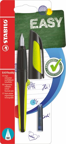 Stabilo penna stilografica ergonomica nero lime punta M per bambini