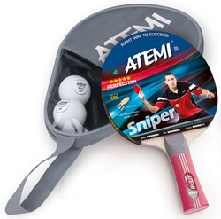Atemi set ping pong Sniper 1 racchetta con 2x palline 3 stelle rosse