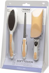 Titania set manicure e pedicure - cura unghie 4 pezzi rosa arancione