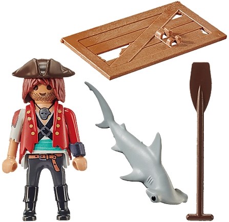 Playmobil giocattolo pirata con zattera e squalo martello 70598 avventura-2