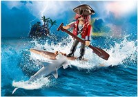 Playmobil giocattolo pirata con zattera e squalo martello 70598 avventura-3