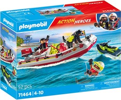 Playmobil barca dei pompieri giocattolo con acquascooter - Action Heroes