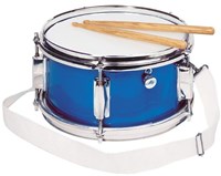 Goki tamburo in metallo - strumento musicale giocattolo blu con tracolla