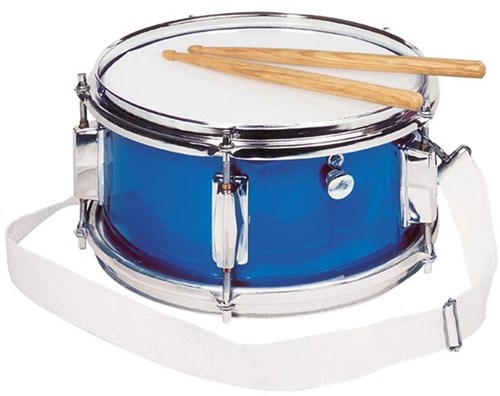 Goki tamburo in metallo - strumento musicale giocattolo blu con tracolla
