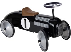 Goki Auto cavalcabile retrò nera - Veicolo in metallo per bambini