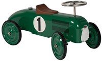 Goki auto cavalcabile retrò verde - macchina in metallo per bambini