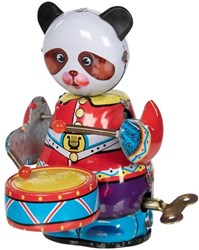 Goki Giocattolo di Latta - Panda con Tamburo - Vintage Collezione