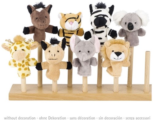 Goki burattino da dito animali selvatici set di 8 pupazzi peluche giocattolo