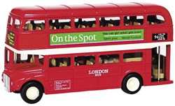 Goki London Bus autobus giocattolo in metallo con motore a retrocarica 12 cm