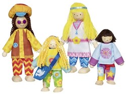 Goki famiglia di bambole flessibili Love & Harmony set giocattolo in legno