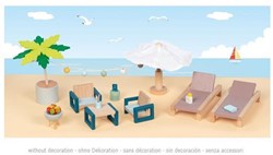 Goki set di mobili da esterno in legno per casa delle bambole - arredo da giardino