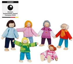 Goki casa delle bambole bambole in legno flessibili famiglia moderna 6 pezzi giocattolo