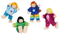 Goki bambole flessibili in legno per casa delle bambole bambini - set di 4 bambole