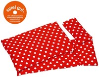 Goki biancheria da letto per bambole rossa a pois - set piumino e cuscino