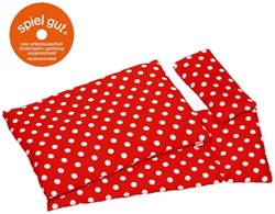 Goki biancheria da letto per bambole rossa a pois - set piumino e cuscino