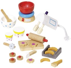 Goki accessori da forno in legno per casa delle bambole 22 pezzi - set da forno