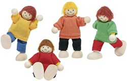 Goki casa delle bambole bambini in legno set - bambole snodabili 4 pezzi