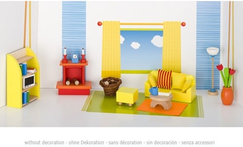Goki set mobili soggiorno casa delle bambole - accessori in legno 24 pezzi