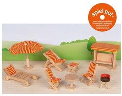 Goki casa delle bambole set da giardino - mobili da giardino in legno