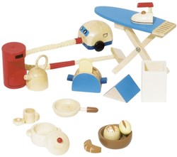 Goki accessori casa delle bambole set cucina in legno 19 pezzi giocattolo