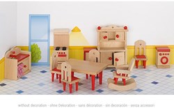 Goki cucina casa delle bambole set mobili in legno completo rosso