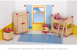 Goki mobili per casa delle bambole cameretta set in legno rosso