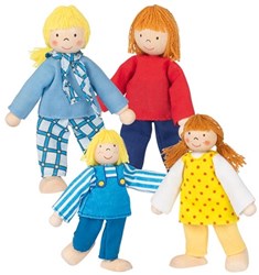 Goki famiglia casa delle bambole bambole snodabili legno giovane famiglia giocattolo