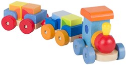 Goki treno in legno Mumbai - trenino a blocchi in legno di gomma 7 pezzi