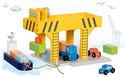 Goki gru portuale giocattolo gru per bambini - gru in legno