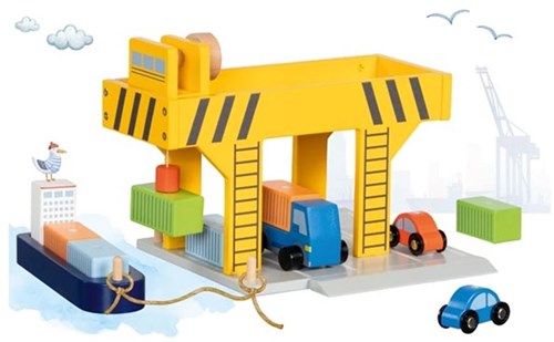 Goki gru portuale giocattolo gru per bambini - gru in legno