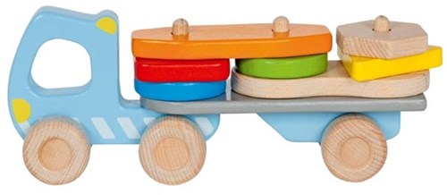 Goki camion in legno - camion giocattolo con carico impilabile