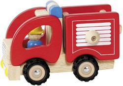Goki camion dei pompieri in legno giocattolo - veicolo robusto in legno