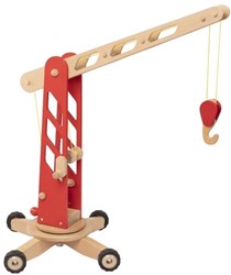 Goki gru giocattolo in legno su ruote rosso - gru da costruzione per bambini
