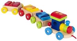 Goki treno giocattolo in legno con blocchi - treno in legno colorato