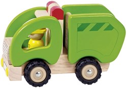Goki camion della spazzatura in legno - veicolo giocattolo con ruote in gomma