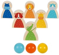 Goki gioco bowling in legno animali selvatici - giocattolo colorato per bambini