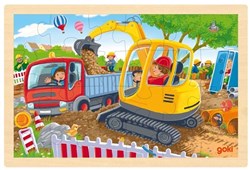 Goki puzzle in legno escavatore - giocattolo colorato per bambini