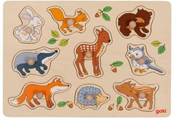 Goki puzzle in legno con pomelli animali del bosco - giocattolo educativo