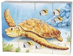 Goki puzzle cubi in legno animali australiani 12 pezzi blu